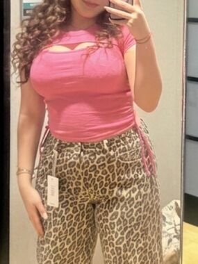 Buckle Pink Cutout Crop Top